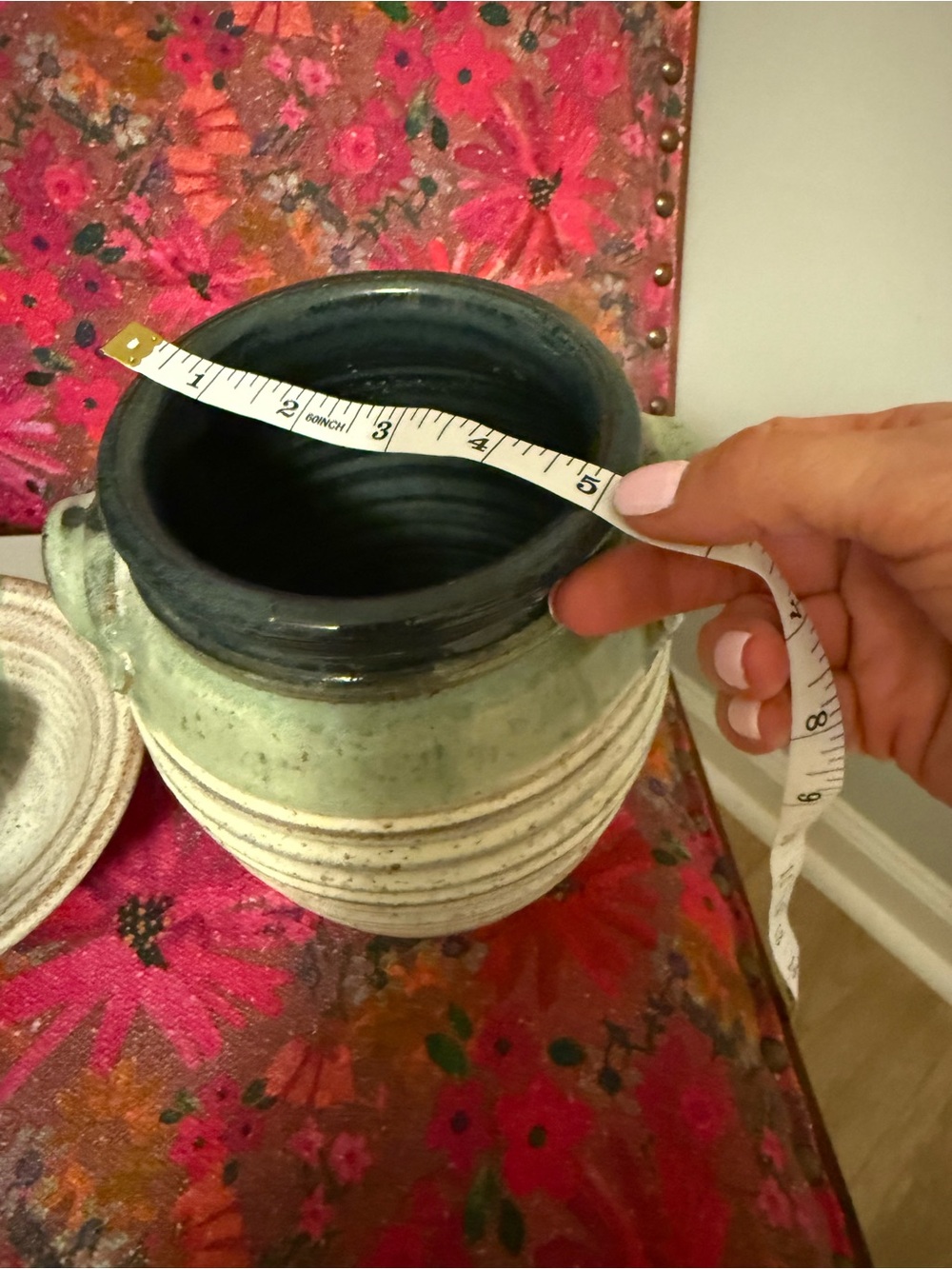 Artisan Two-Tone Ceramic Jar with Lid — Green & Cream - Picture 2 of 6